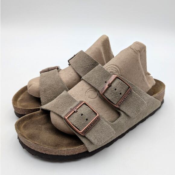 Birkenstock Arizona Soft Footbed Suede Leather Sandals Taupe Size USW7/M5 EU38 - Picture 1 of 15